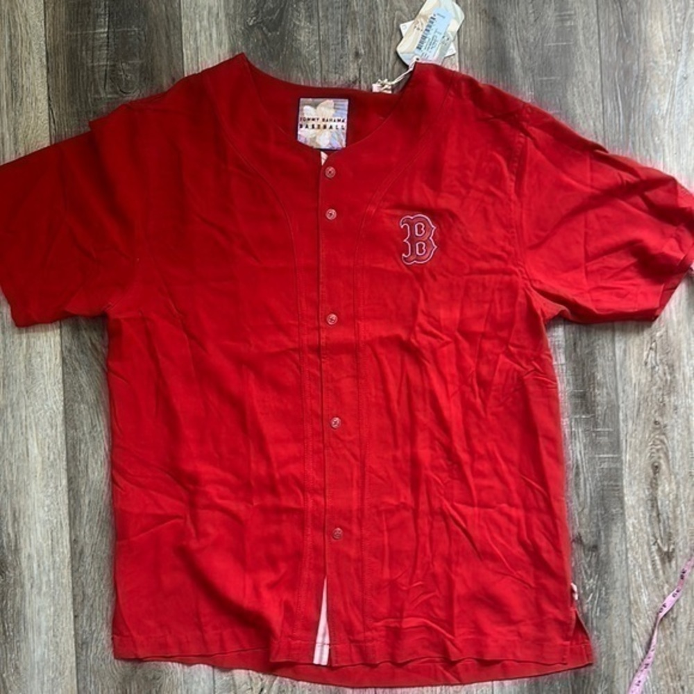NWT MLB Shirt Baseball Uniform style Boston Red Sox Large Tommy Bahama